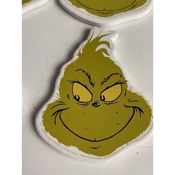 Set Of 4 Dr Seuss THE GRINCH WHO STOLE CHRISTMAS Ceramic Coasters Different Face - Picture 5 of 10
